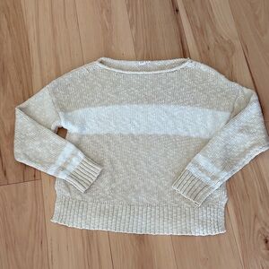 GAP Women's Cream and White Crew Neck Sweater 100% cotton - XL tall